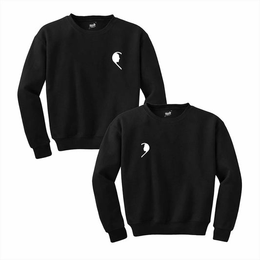 Mr. Mrs. Silüet Sevgili Çift Siyah Sweatshirt