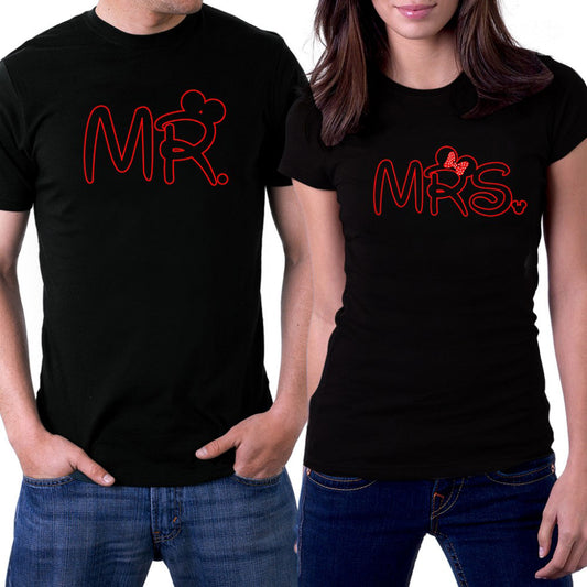 Mr. Mrs. Sevgili Çift Siyah Tişört