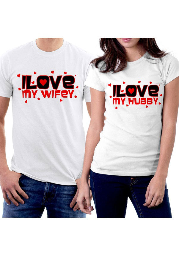 I Love Eş Sevgili Çift Beyaz Tişörtü