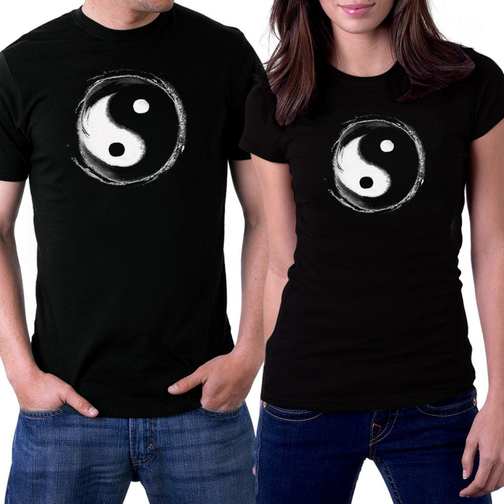 Ying Yang Sevgili Çift Siyah Tişört