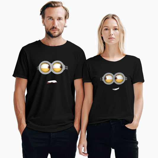 Minion Sevgili Çift Siyah Tişört