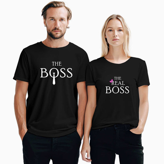 The Boss Patron Sevgili Çift Siyah Tişört