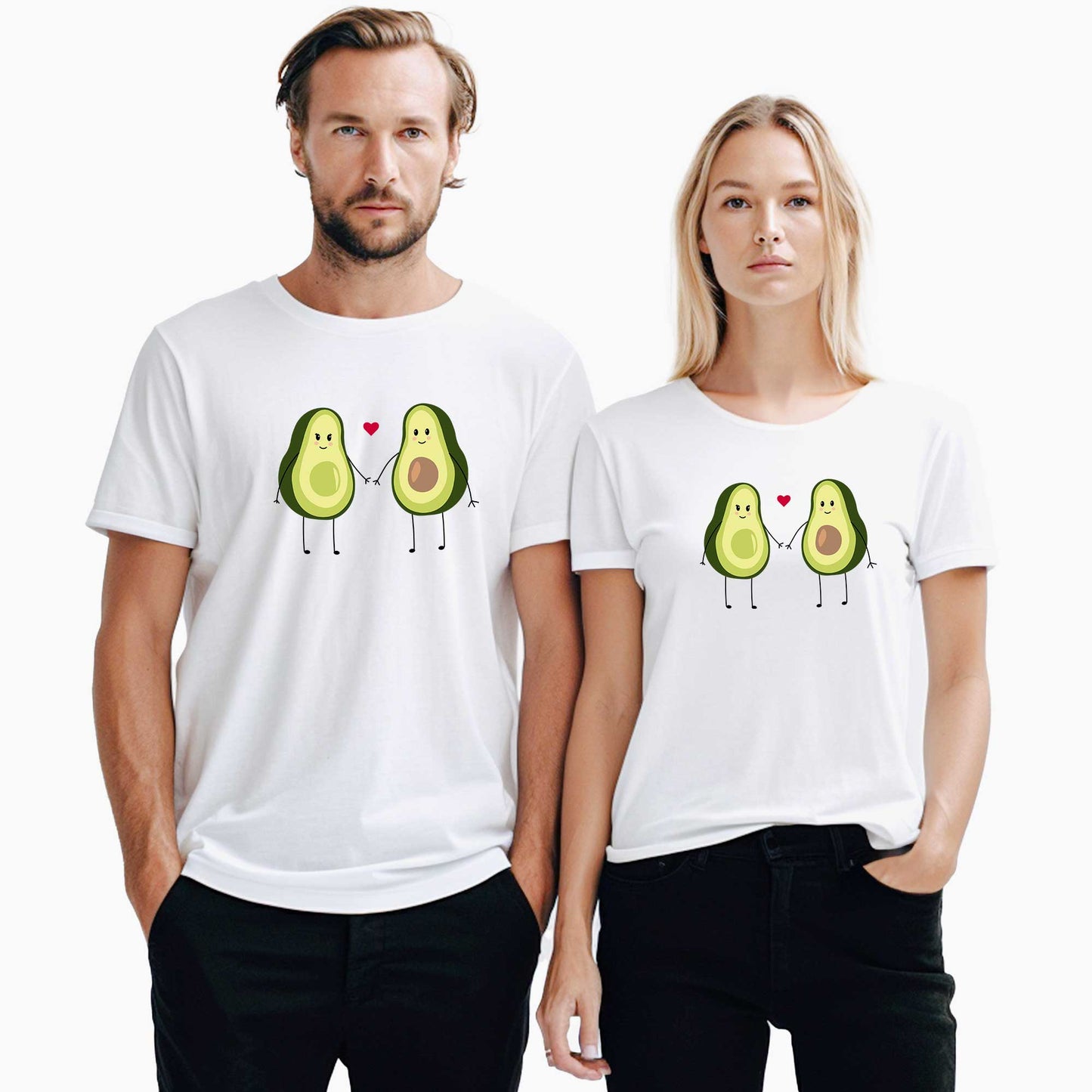 Avakado Çift Sevgili Çift Beyaz Tişört