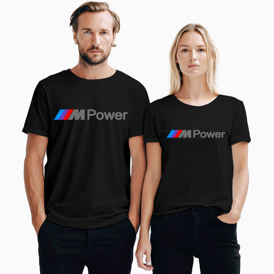 BMW M Power Text Sevgili Çift Siyah Tişört