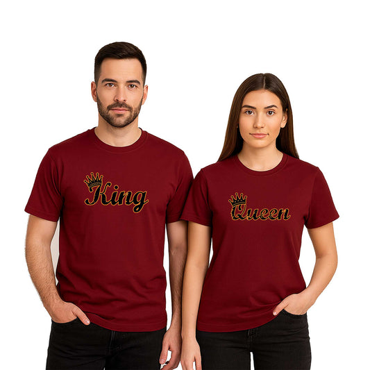 King Queen 1 Sevgili Çift Renkli Tişört
