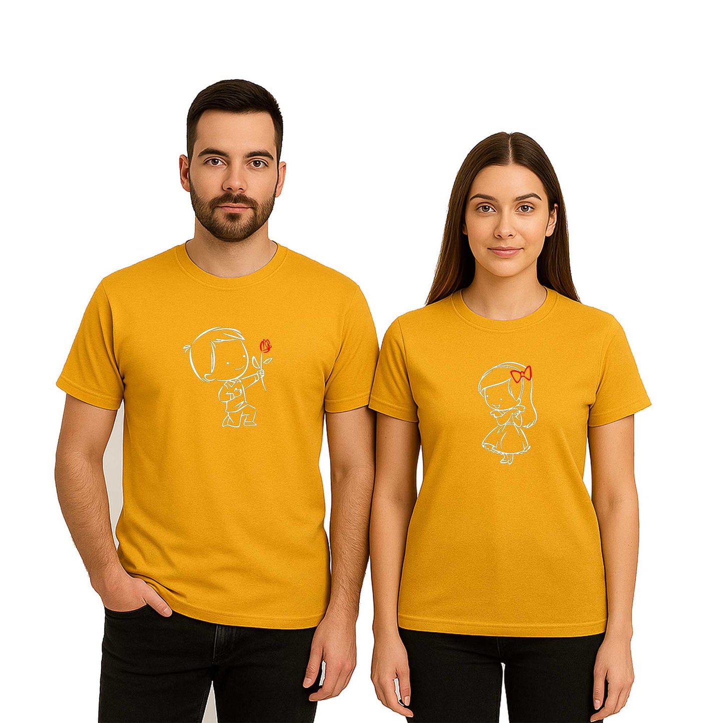 Cute Love Sevgili Çift Renkli Tişört