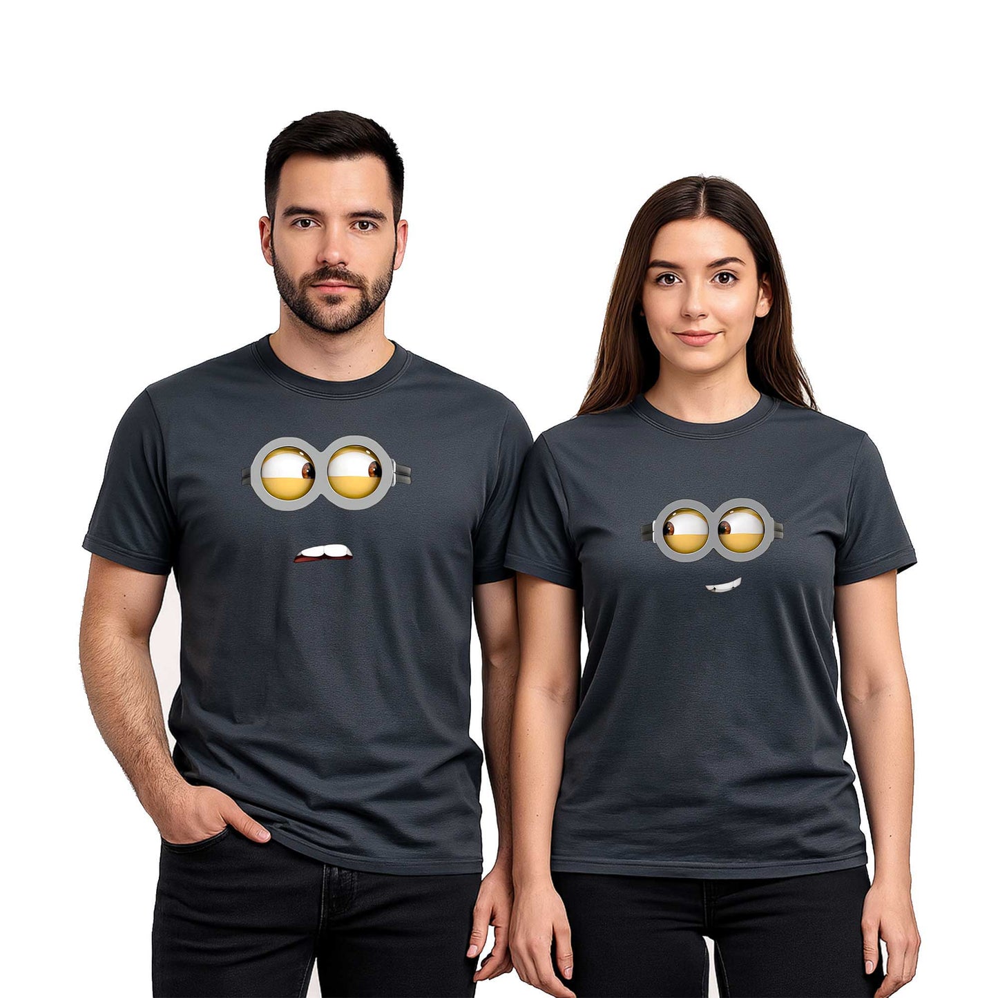 Minion Sevgili Çift Renkli Tişört