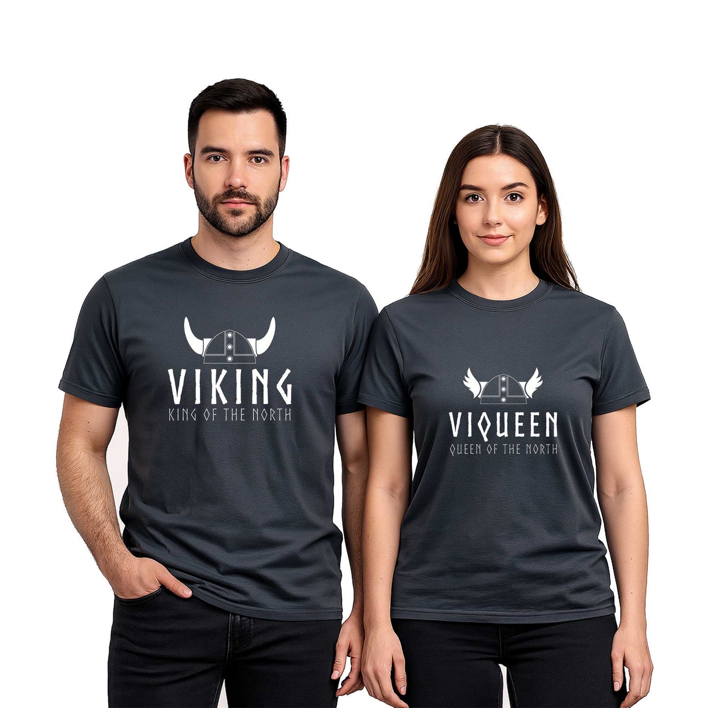 Viking Viqueen Sevgili Çift Renkli Tişört