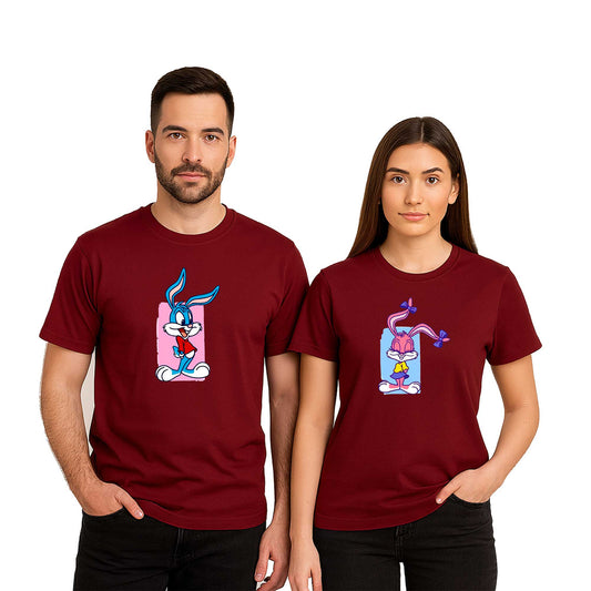 Tavşan Sevgili Çift Renkli Tişört