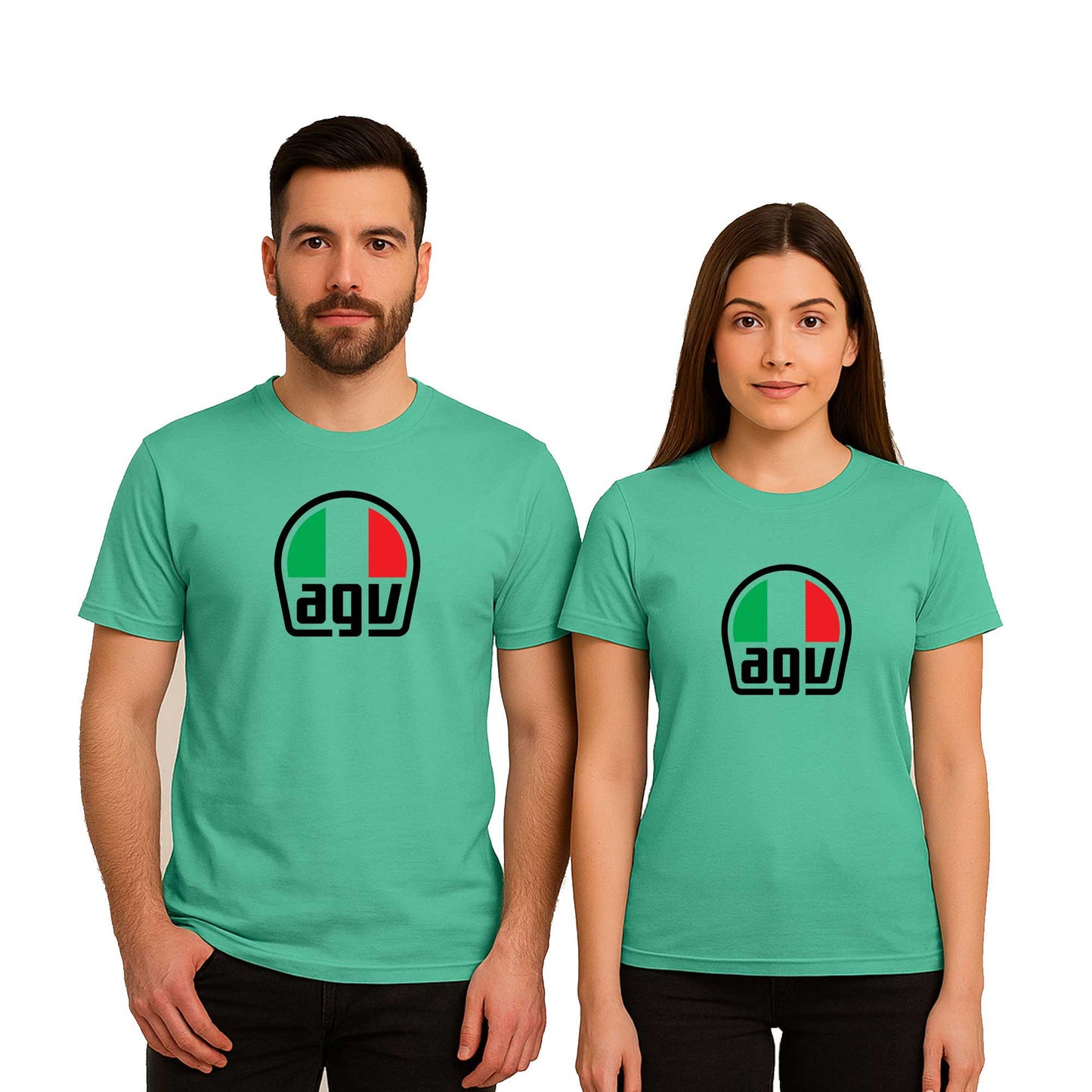 AGV Logo Sevgili Çift Renkli Tişört