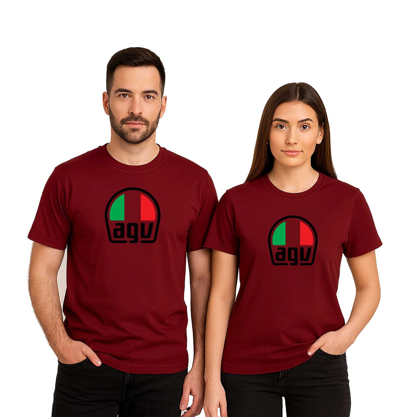 AGV Logo Sevgili Çift Renkli Tişört