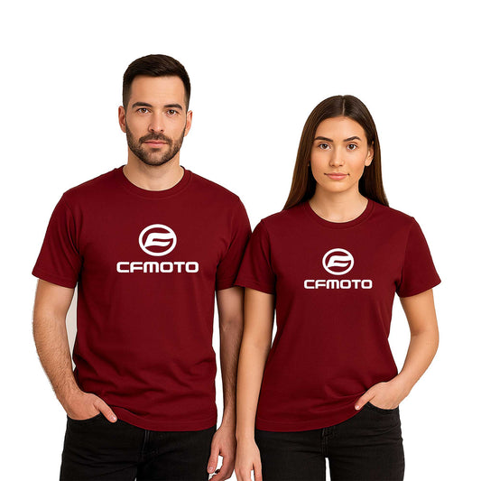 Cf Moto Logo White Sevgili Çift Renkli Tişört