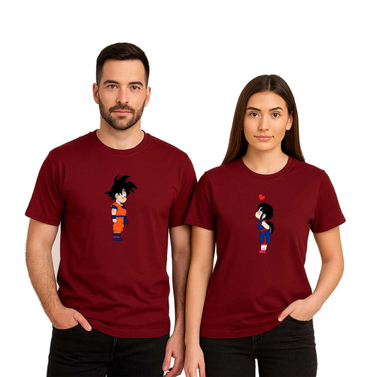 Goku Y Milk Sevgili Çift Renkli Tişört