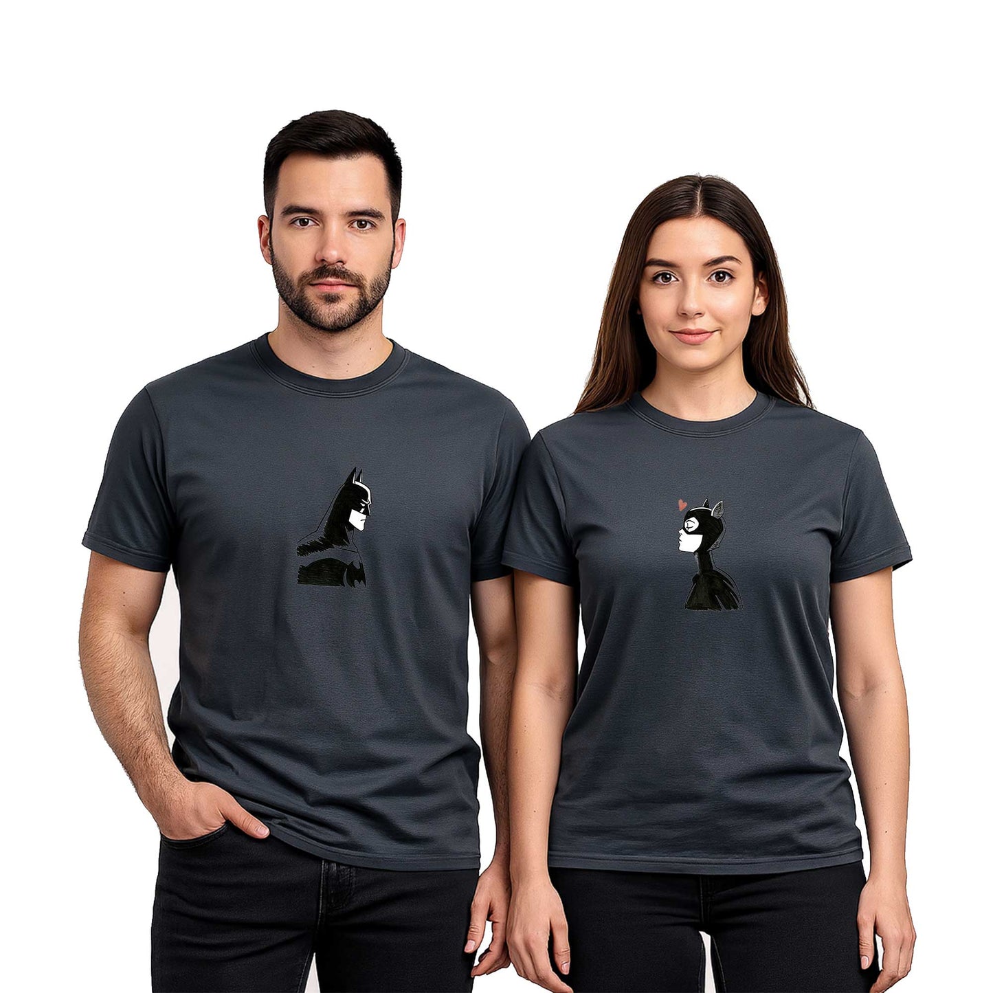 Batman Ateş ve Su Sevgili Çift  Renkli Tişört