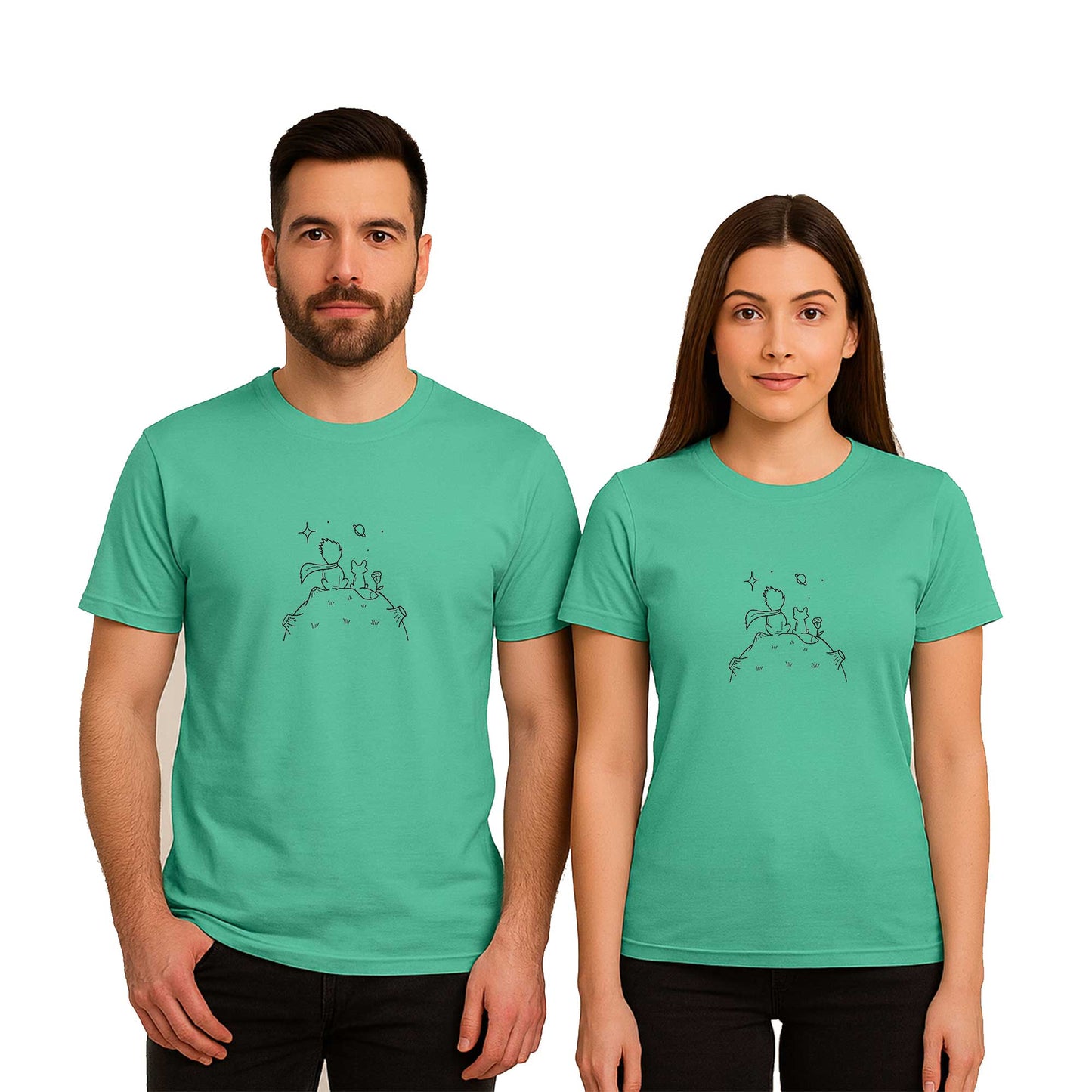 Küçük Prens Sevgili Çift Renkli Tişört