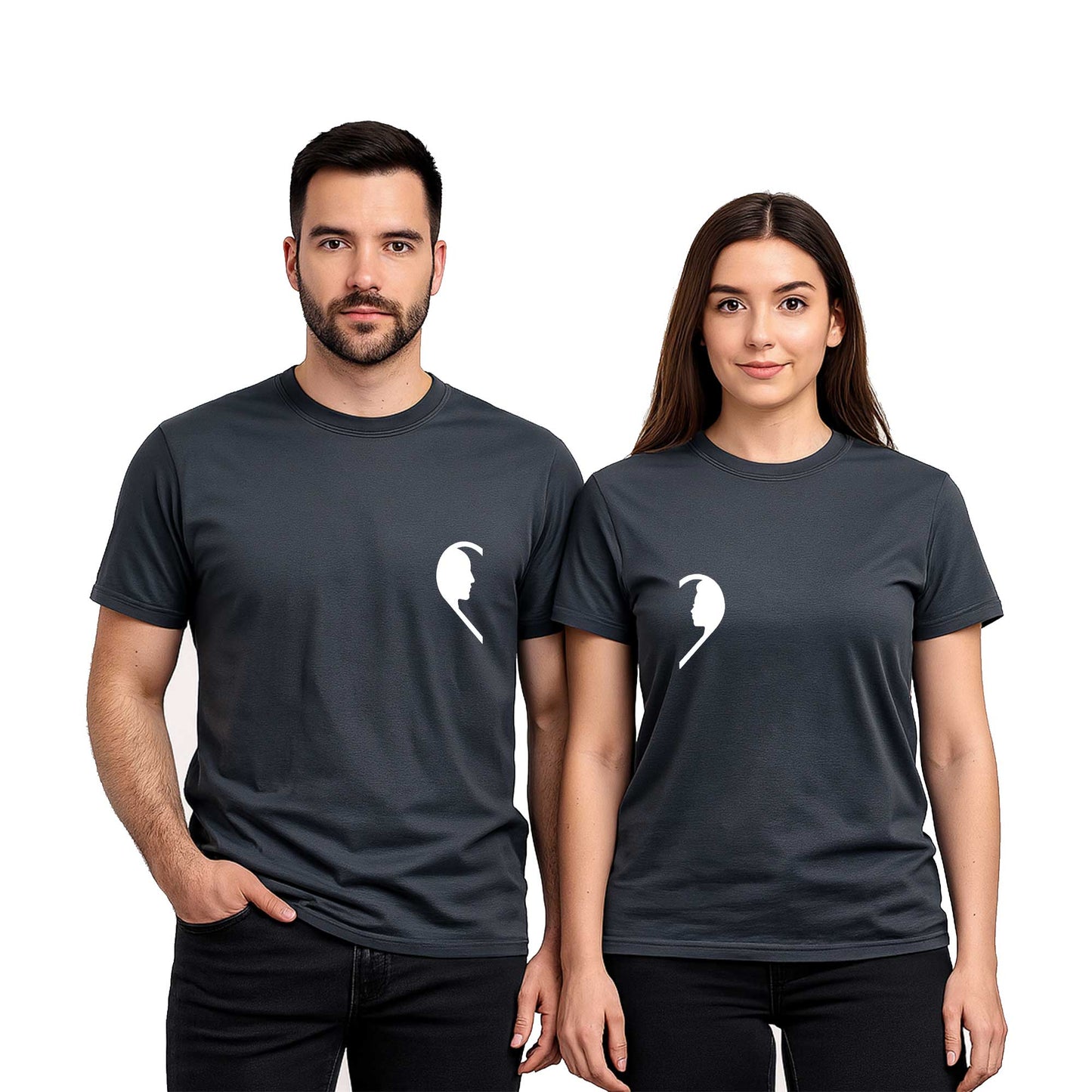 Mr. Mrs. Silüet Sevgili Çift Renkli Tişört