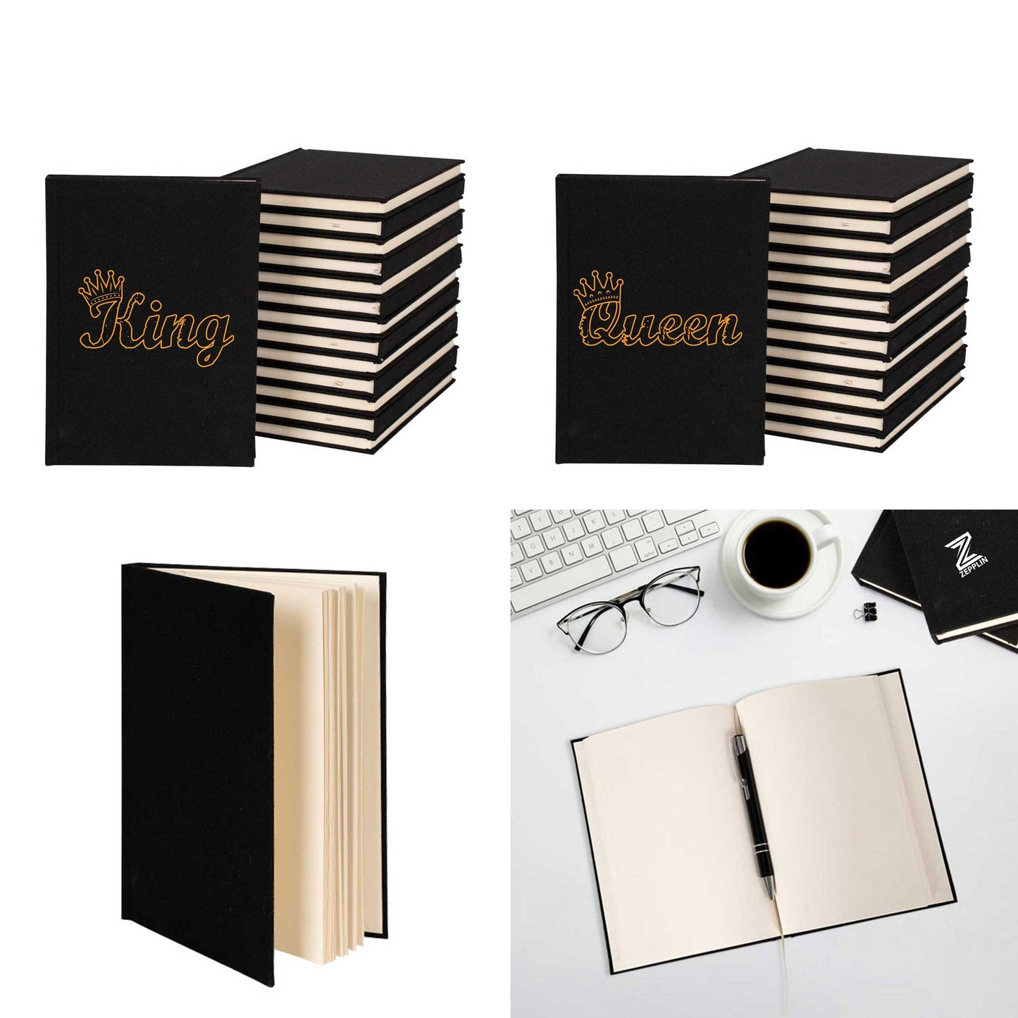 King Queen 1 Siyah Sevgili Çift Kanvas Defter