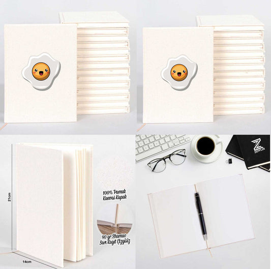 Kızarmış Yumurta Sevgili Çift Kanvas Defter