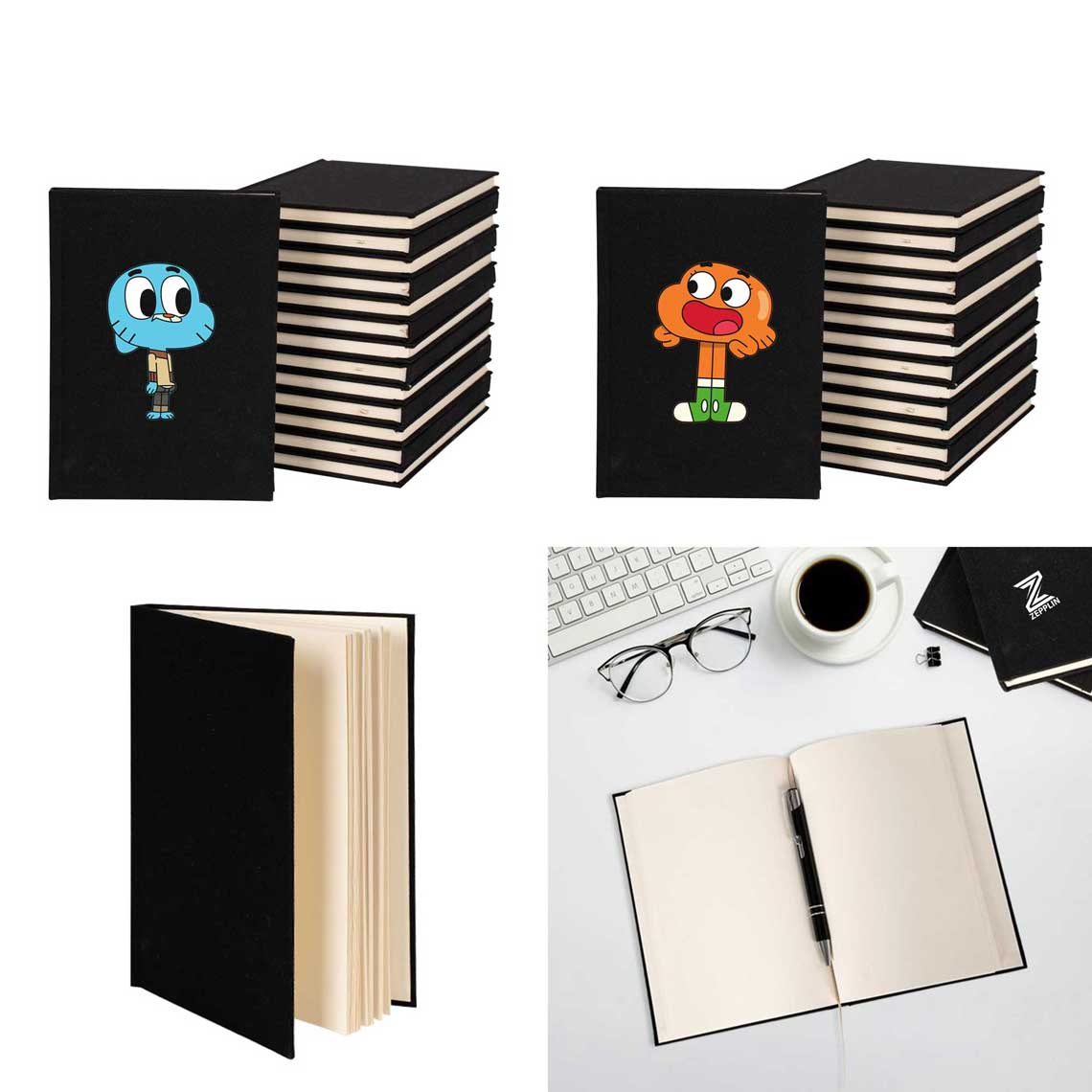 Gumball ve Darwin Siyah Sevgili Çift Kanvas Defter