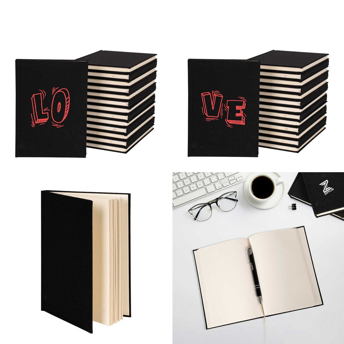LoVe Siyah Sevgili Çift Kanvas Defter