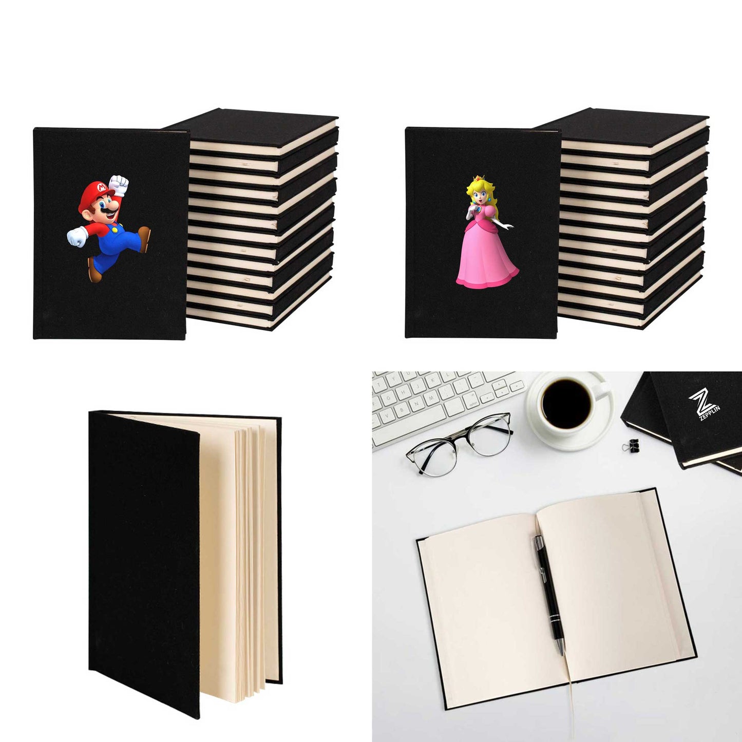 Super Mario ve Prenses Sevgili Çift Kanvas Defter