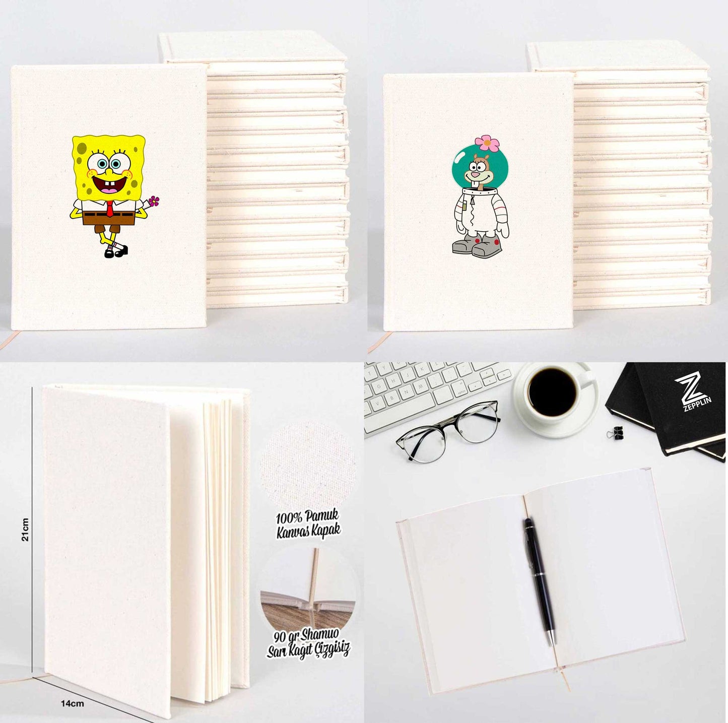 Sünger Bob ve Sandy Cheeks Sevgili Çift Kanvas Defter