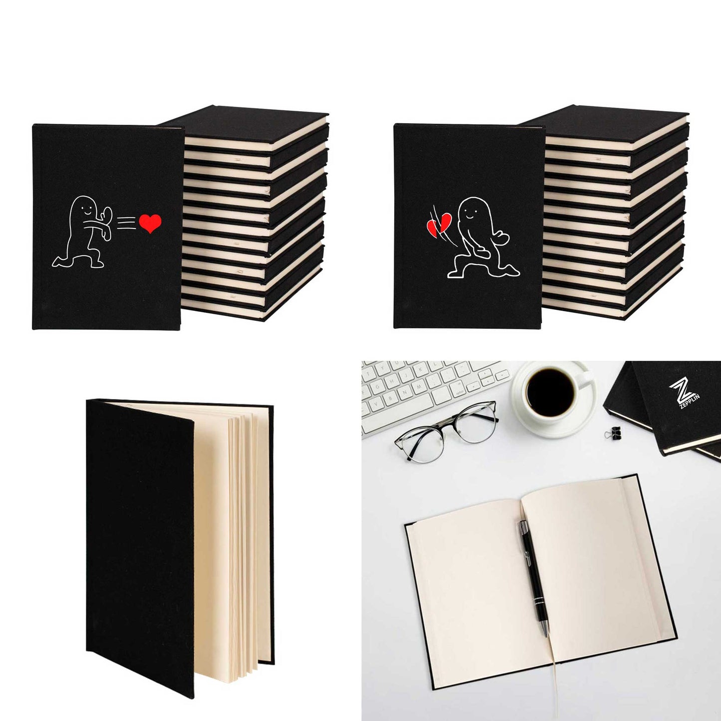 Hadouken Love Sevgili Çift Siyah Tişört Kanvas Defter