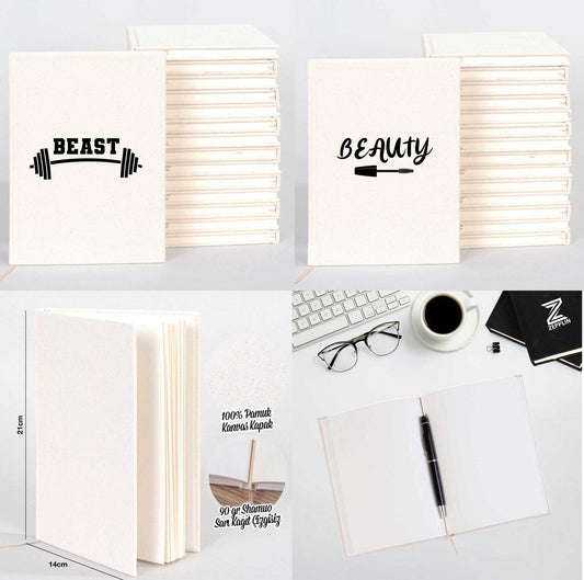 Beast Beauty Sevgili Çift Kanvas Defter