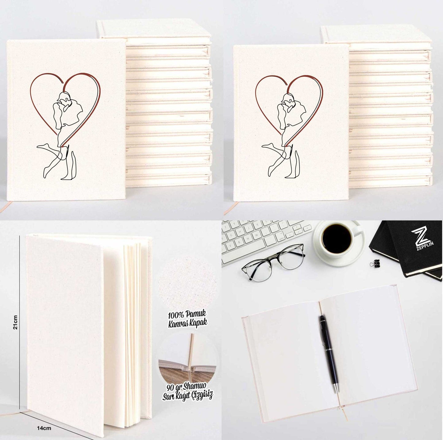 Sarılma Portre Sevgili Çift Kanvas Defter