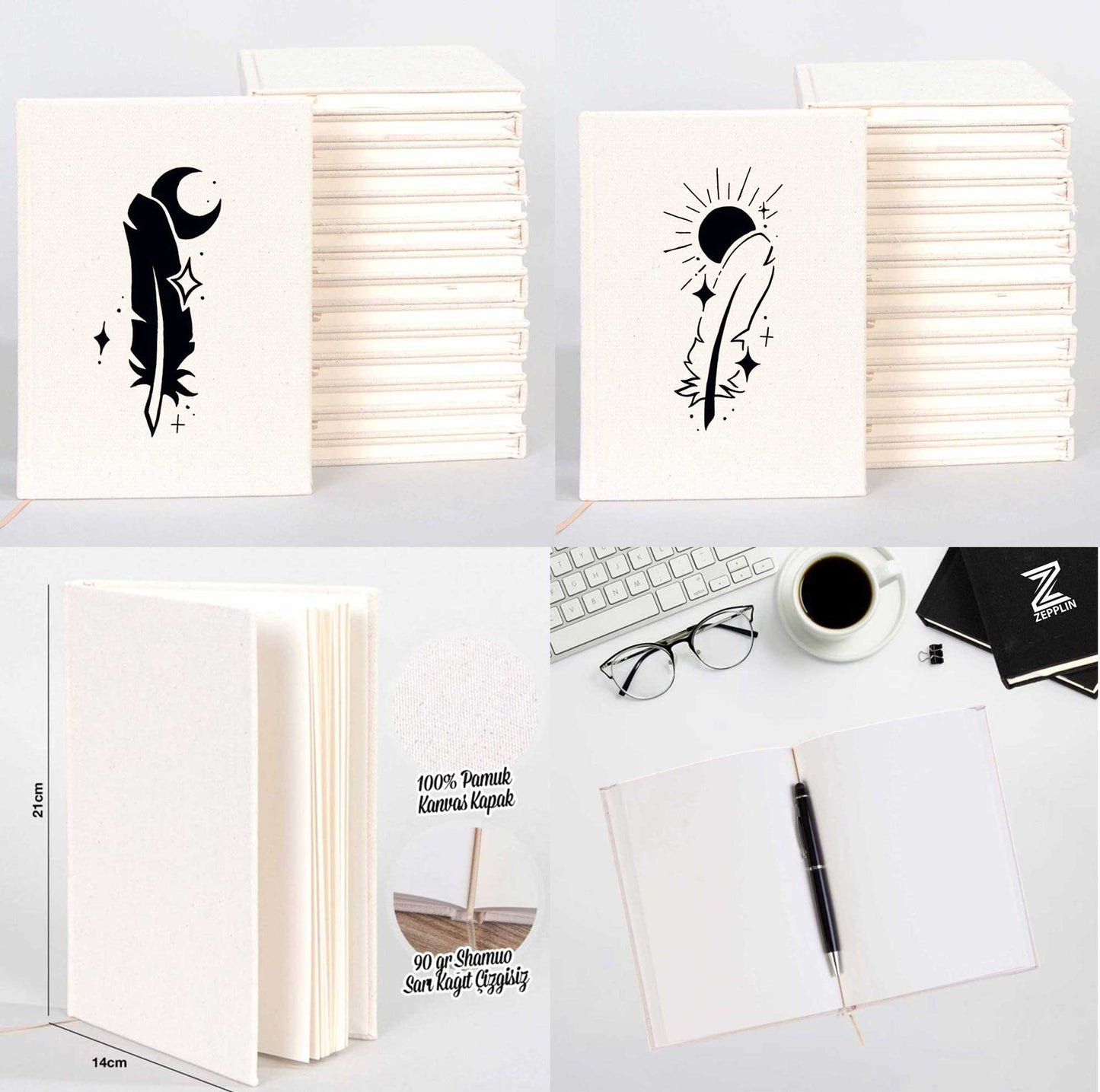 Kuş Tüyü Sevgili Çift Kanvas Defter