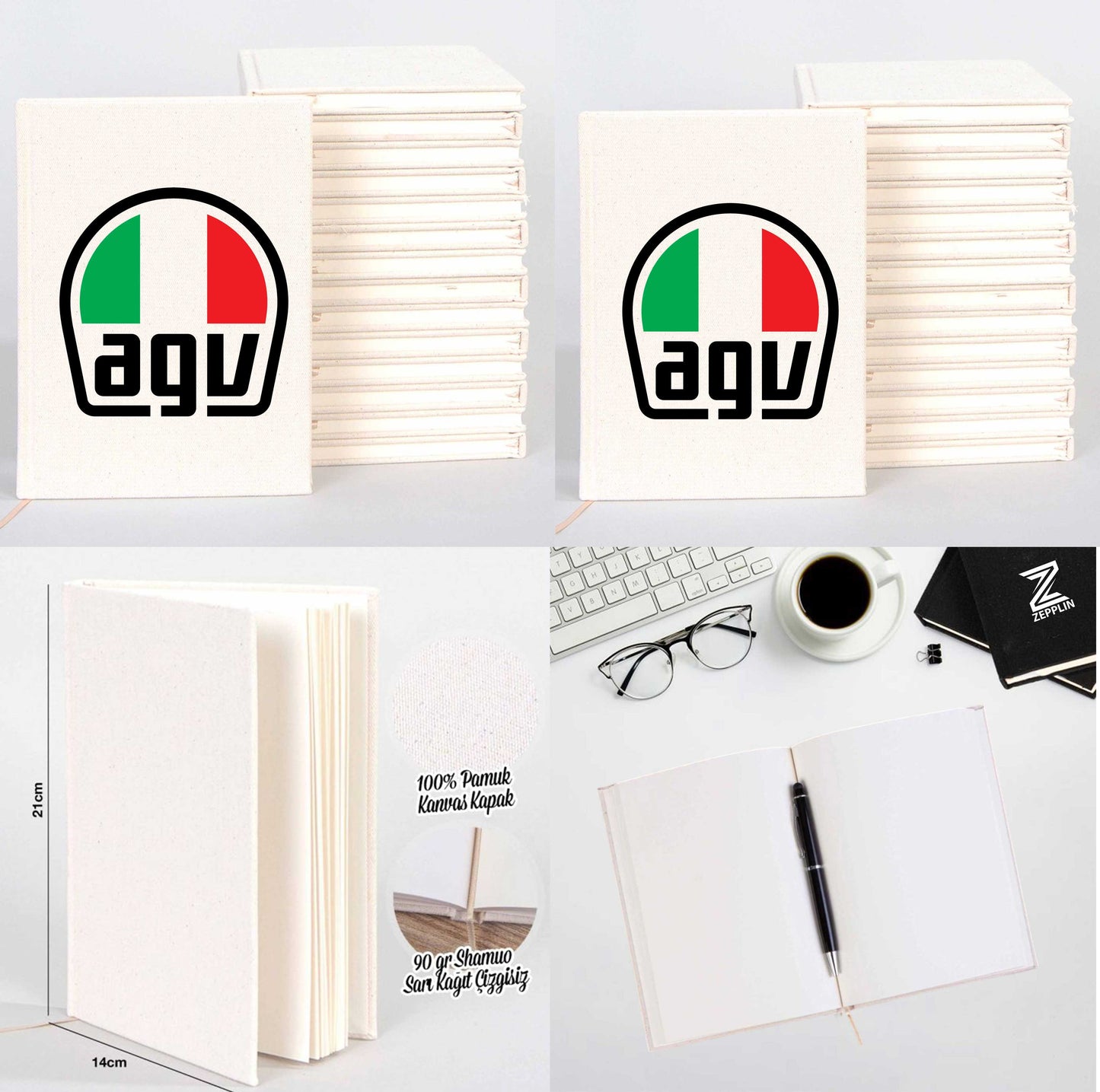 AGV Logo Erkek Sevgili Çift Kanvas Defter