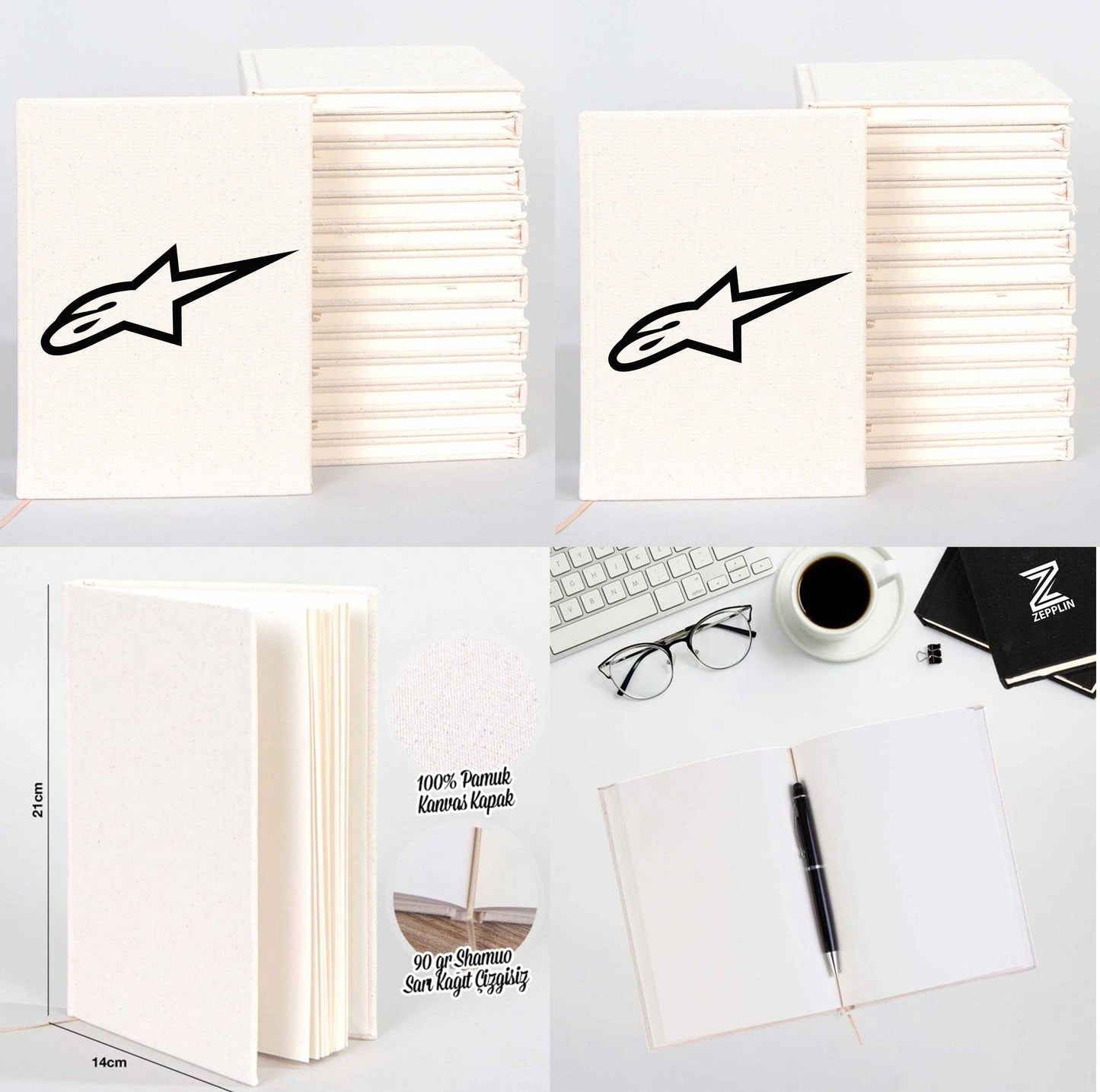 Alpinestars Logo Black Sevgili Çift Kanvas Defter