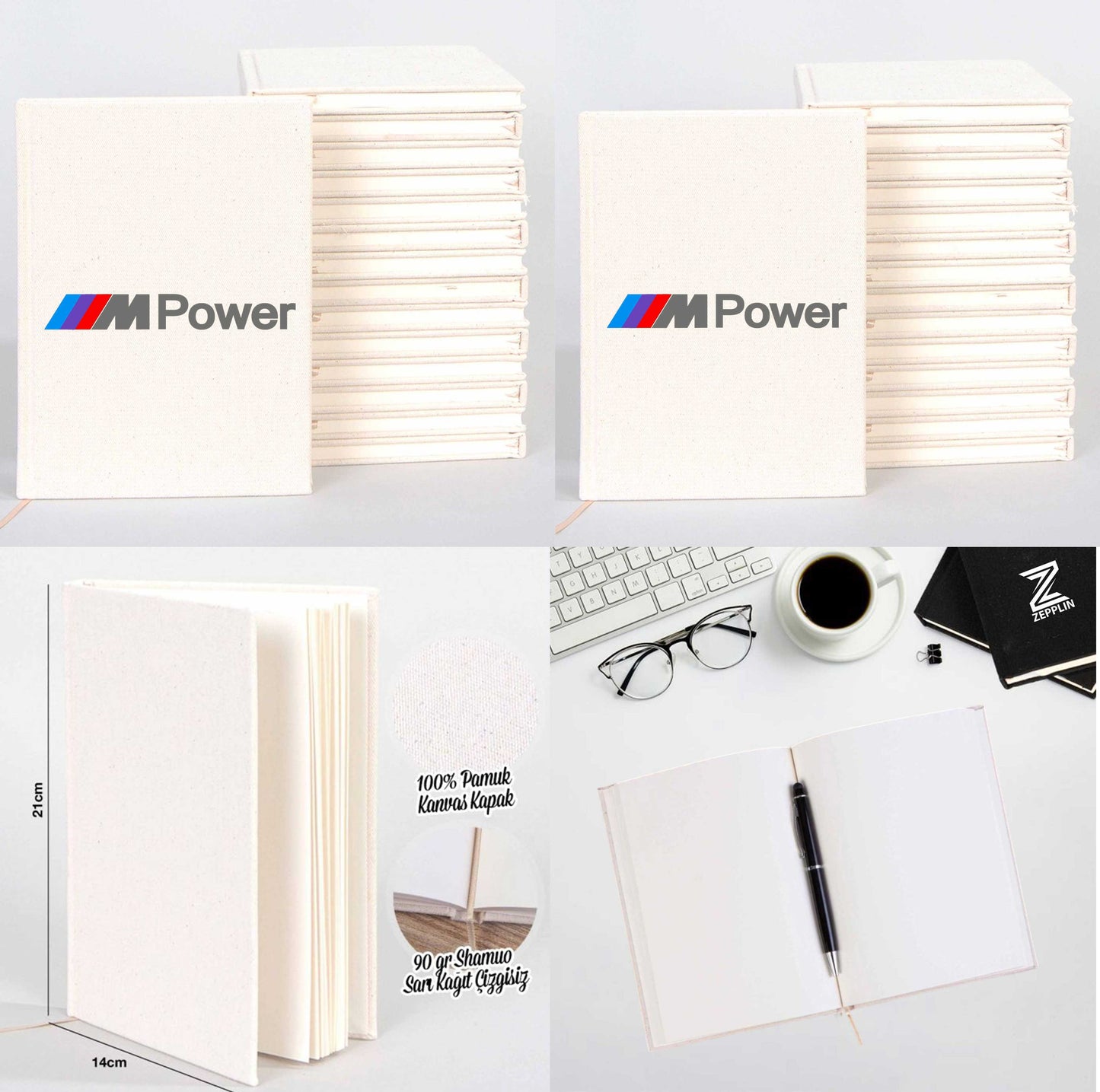 BMW M Power Text Sevgili Çift Kanvas Defter