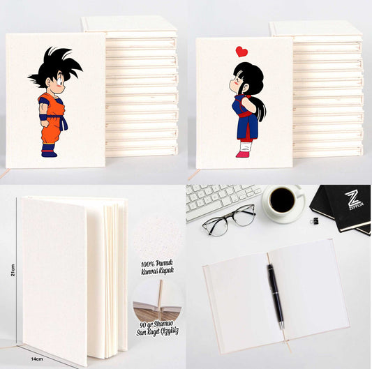 Goku Y Milk Sevgili Çift Kanvas Defter