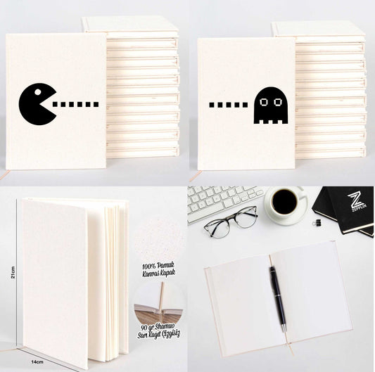 Pac Man Sevgili Çift Kanvas Defter