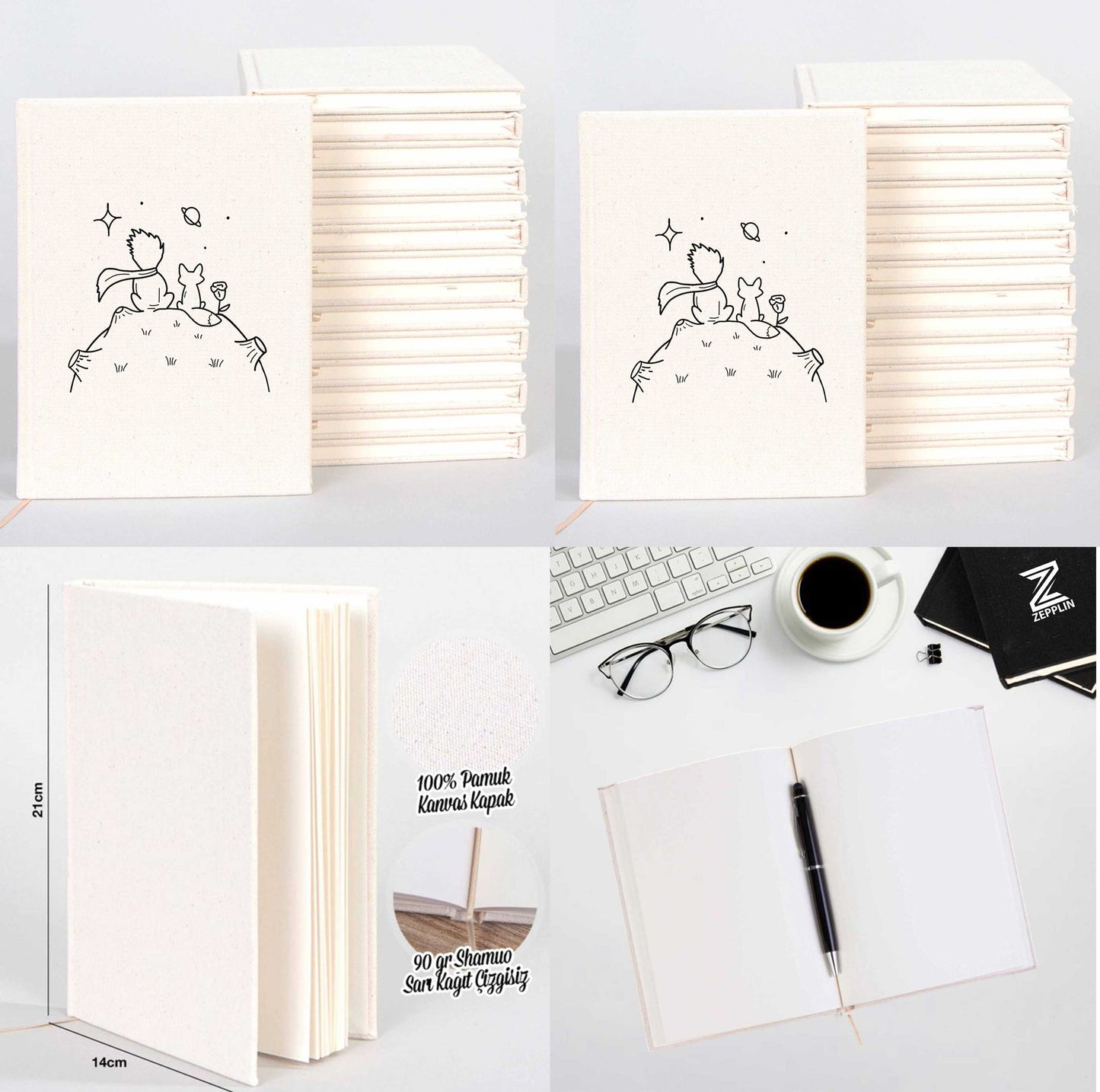 Küçük Prens Sevgili Çift Kanvas Defter