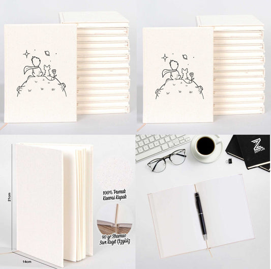 Küçük Prens Sevgili Çift Kanvas Defter