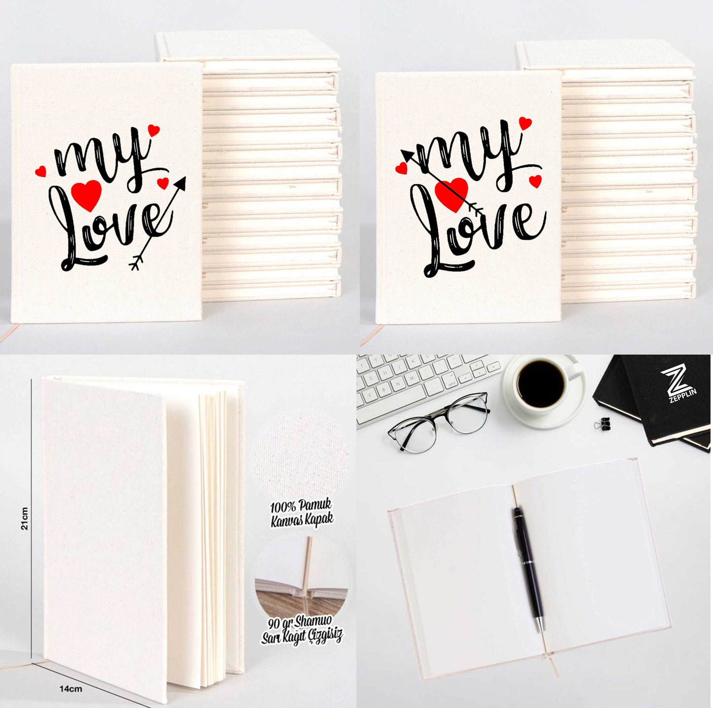 My Love Sevgili Çift Kanvas Defter