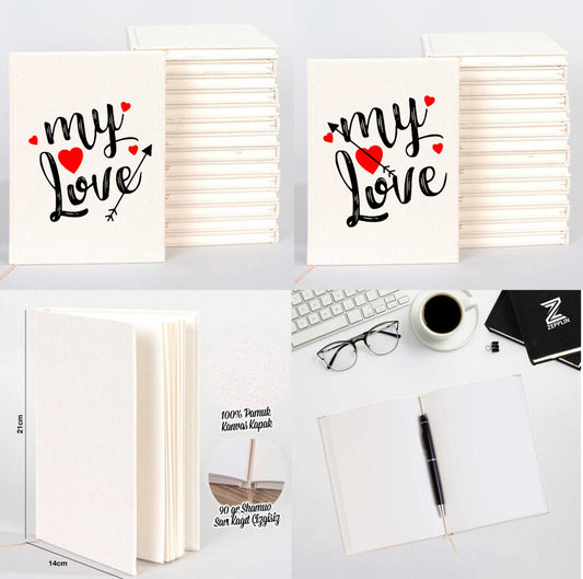 My Love Sevgili Çift Kanvas Defter
