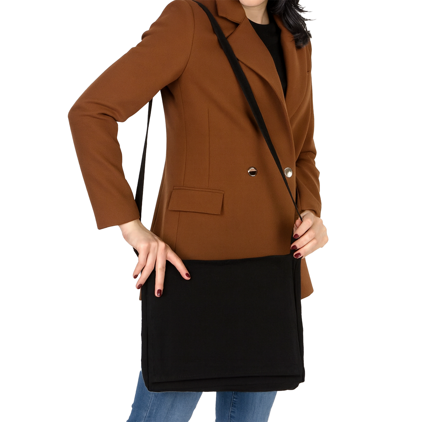 Postacı Çantası Kanvas Siyah Renk Tasarla