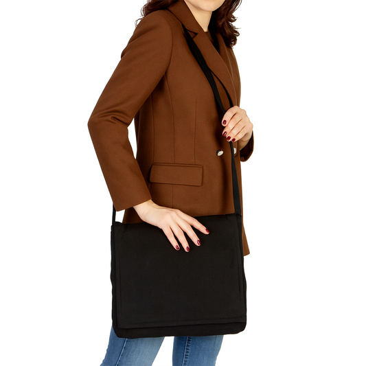 Postacı Çantası Kanvas Siyah Renk Tasarla