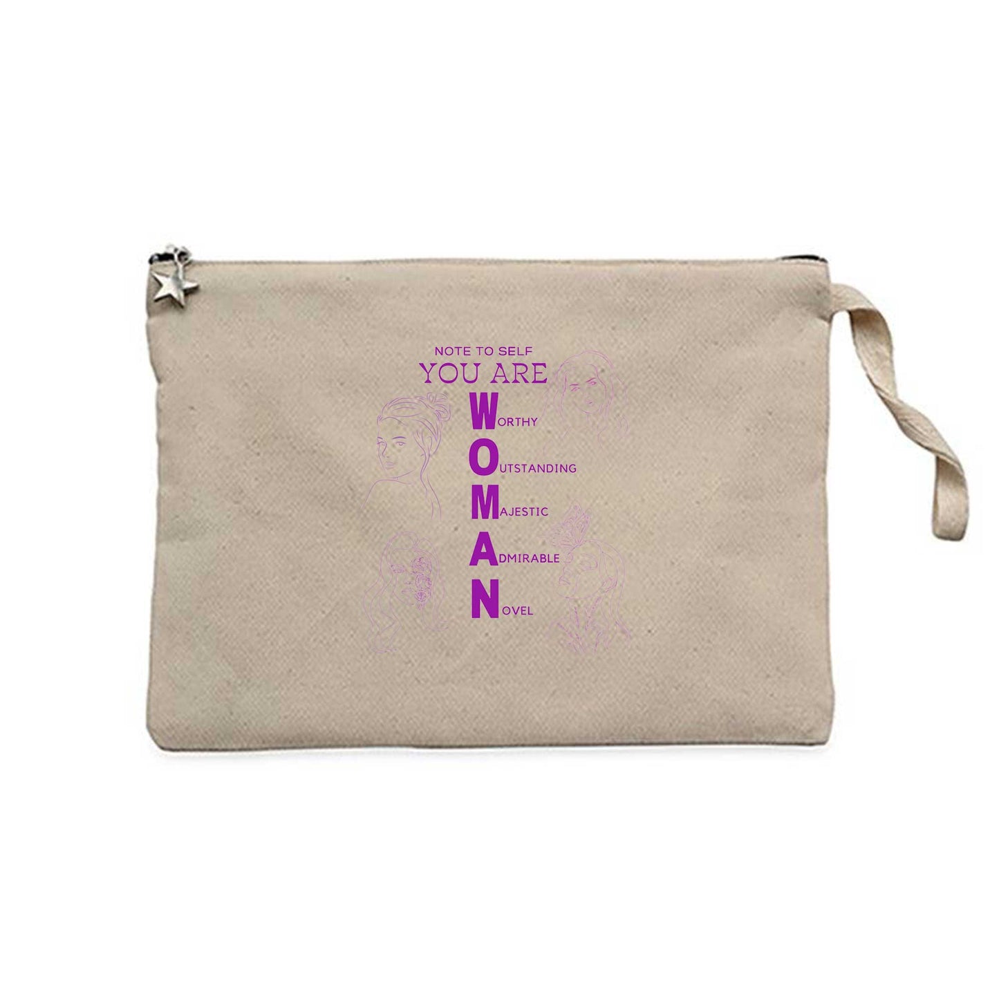 Note To Self You Are Woman Krem Clutch Astarlı Cüzdan / El Çantası