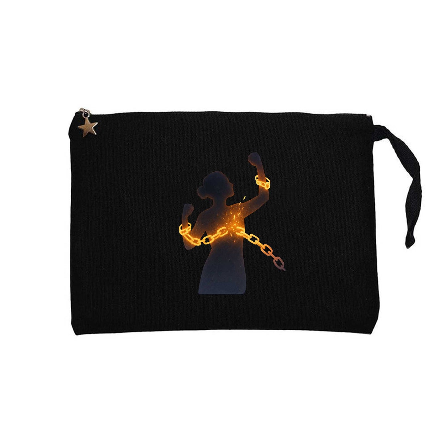 Zincirlerini Kıran Kadın Siyah Clutch Astarlı Cüzdan / El Çantası