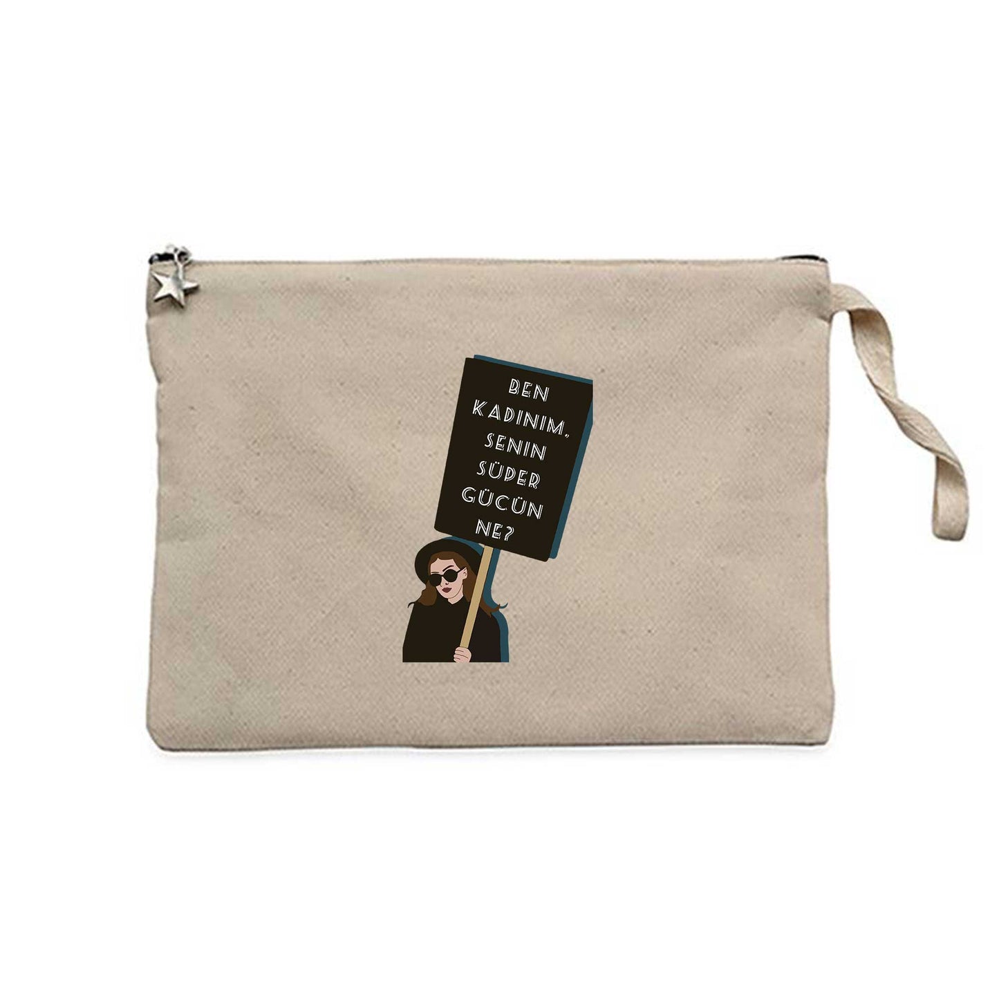 Ben Kadınım Krem Clutch Astarlı Cüzdan / El Çantası