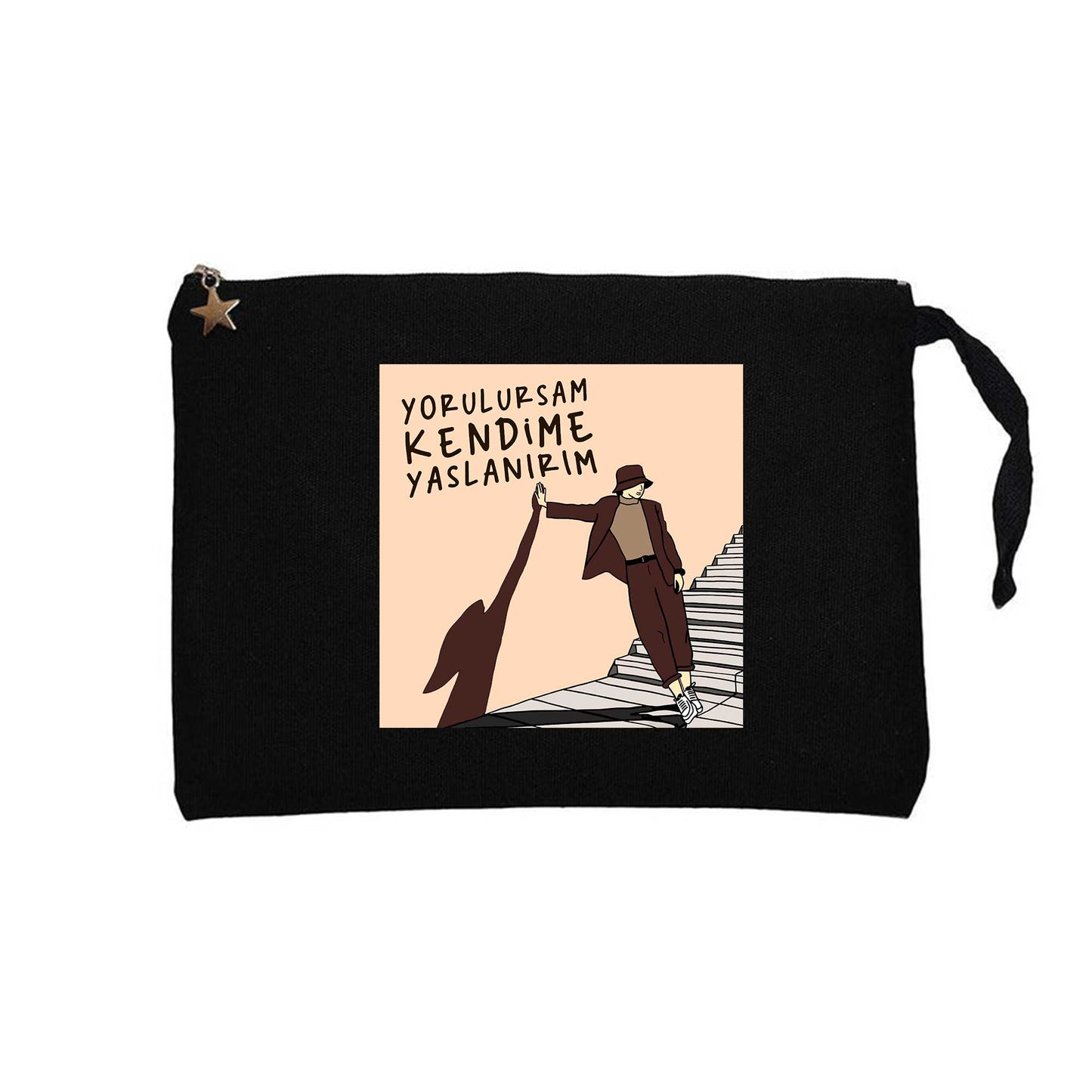 Kendine Yaslan Kadın Siyah Clutch Astarlı Cüzdan / El Çantası
