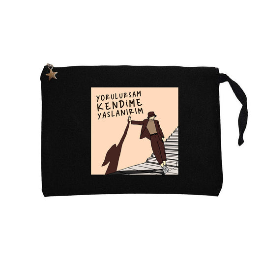 Kendine Yaslan Kadın Siyah Clutch Astarlı Cüzdan / El Çantası