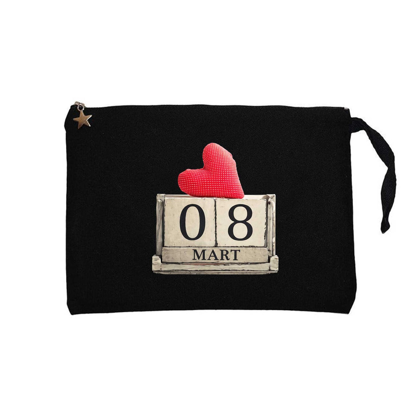 8 Mart Takvim Siyah Clutch Astarlı Cüzdan / El Çantası