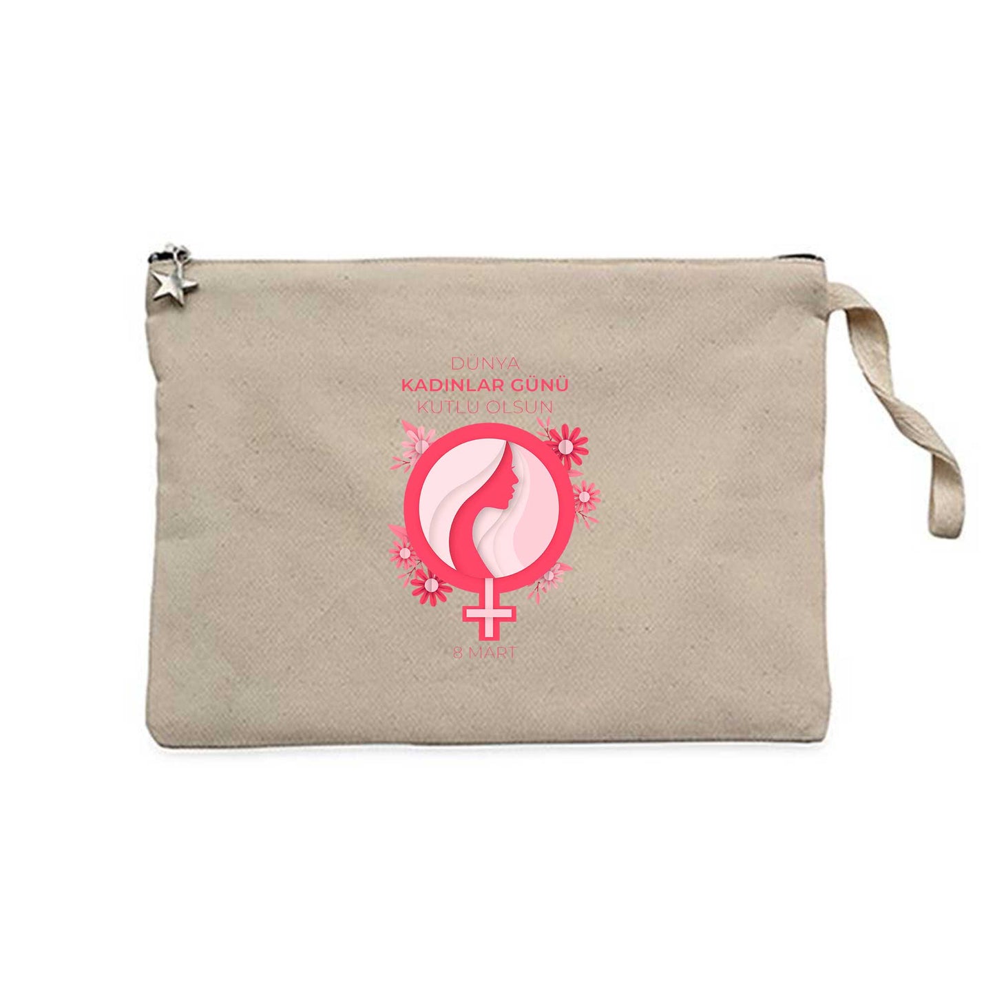 Dünya Kadınlar Günü Krem Clutch Astarlı Cüzdan / El Çantası