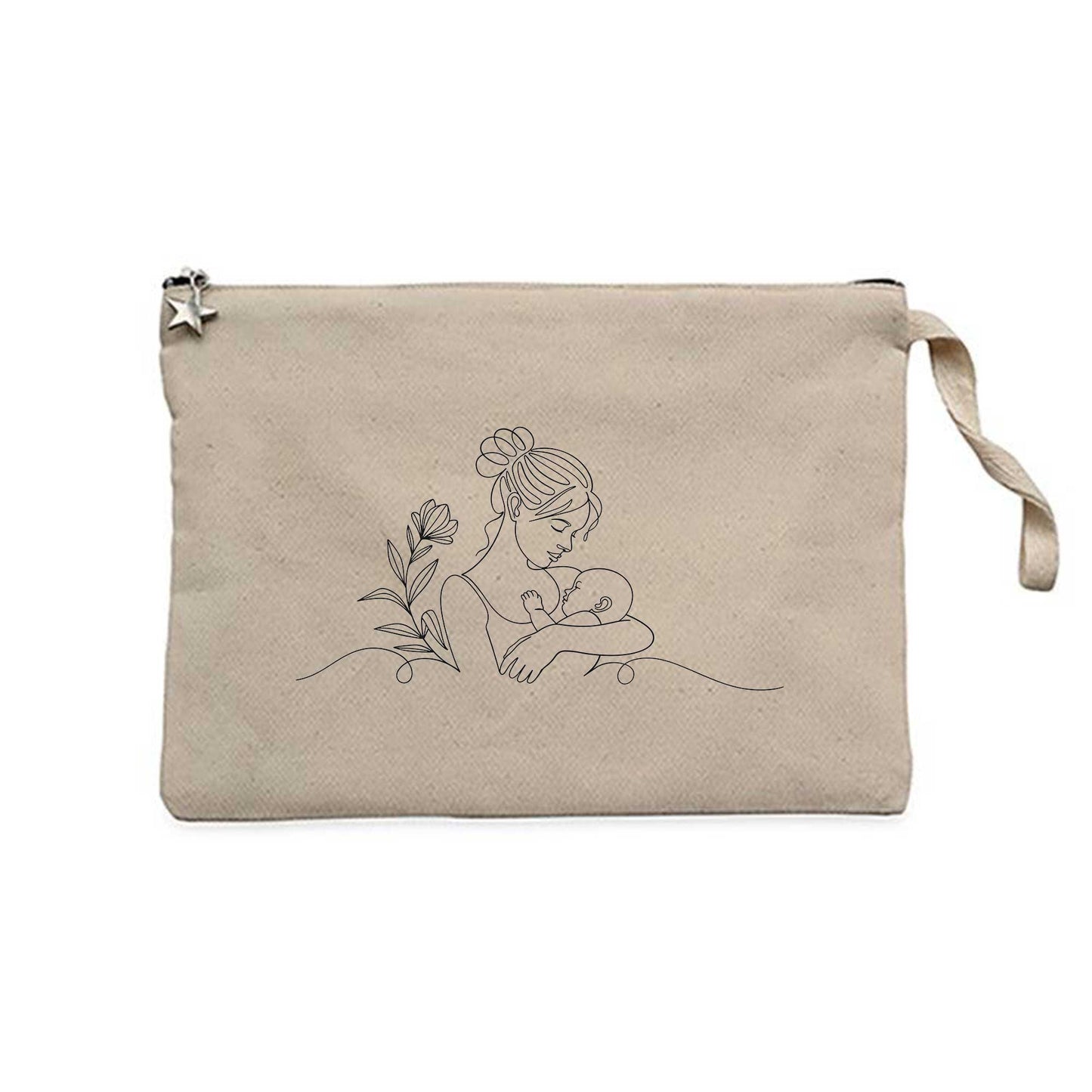 Anne Çocuk Kadın Krem Clutch Astarlı Cüzdan / El Çantası