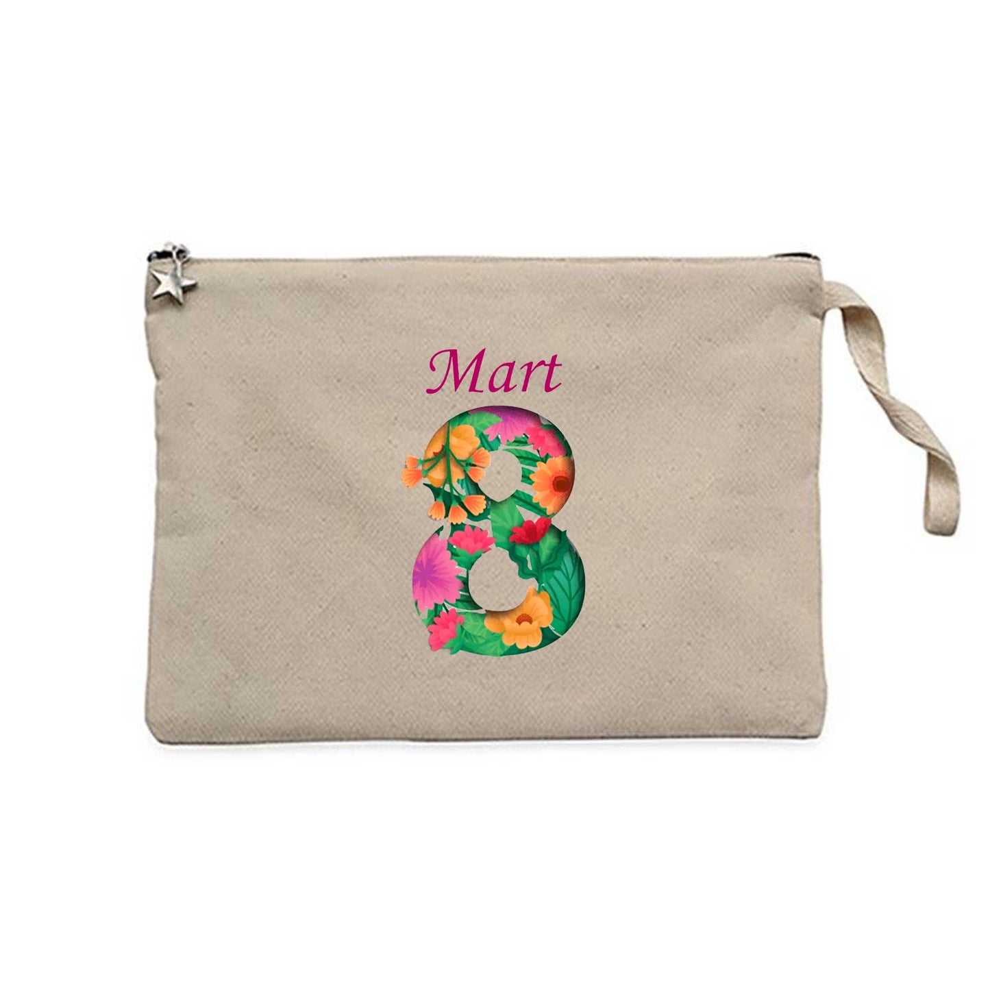 Kadın Çiçektir Krem Clutch Astarlı Cüzdan / El Çantası